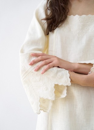 Beige linen dress with embroidery Nizhnist2 photo