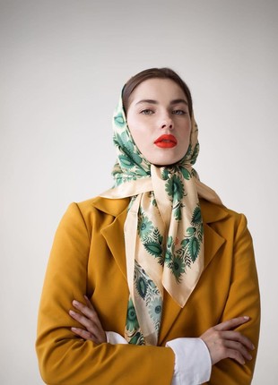 Silk square scarf “Emerald” 100*100 cm