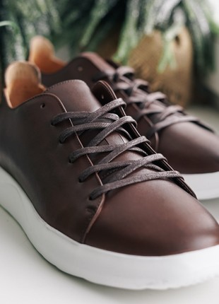 Classic men's sneakers with a white sole. Choose brown shoes Ikos 389 !7 photo