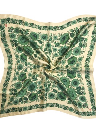 Silk square scarf “Emerald” 65*65 cm