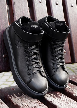 Stylish and warm boots Ed-Ge 502 black color with Velcro and laces