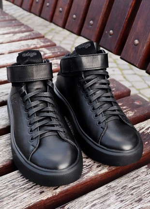 Stylish and warm boots Ed-Ge 502 black color with Velcro and laces8 photo