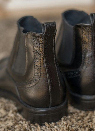 Comfortable men's Chelsea boots Oskar 317. Black natural leather.4 photo