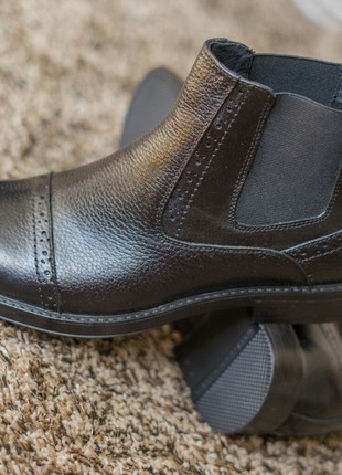 Comfortable men's Chelsea boots Oskar 317. Black natural leather.5 photo