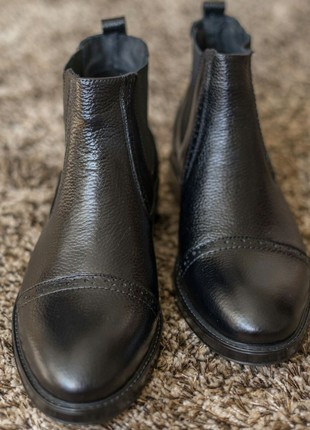 Comfortable men's Chelsea boots Oskar 317. Black natural leather.3 photo