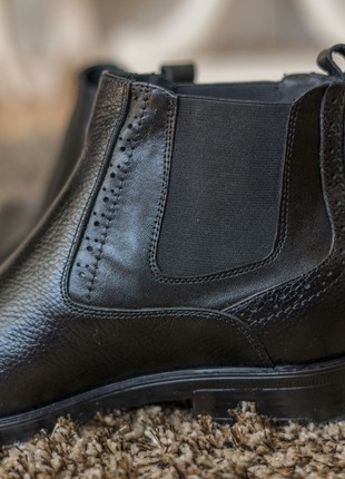 Comfortable men's Chelsea boots Oskar 317. Black natural leather.8 photo
