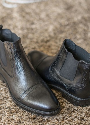 Comfortable men's Chelsea boots Oskar 317. Black natural leather.9 photo