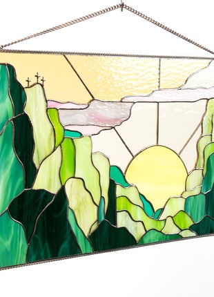 Mountain stained glass panel3 photo