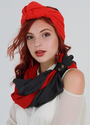 Cashmere stylish scarf Snood Black and white from the designer Art Sana7 photo