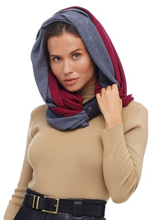 Cashmere stylish scarf Snood Black and white from the designer Art Sana