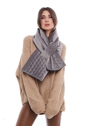 Stylish double-sided velvet scarf grey  , unisex4 photo