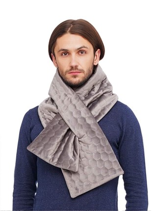 Stylish double-sided velvet scarf  grey unisex4 photo