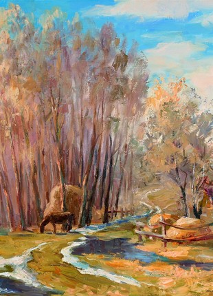 Oil painting Village Raky. In the spring Serdyuk Boris Petrovich nSerb148