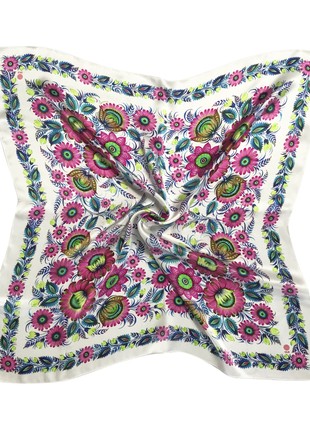 Silk square scarf “Sunrise” 65*65 cm