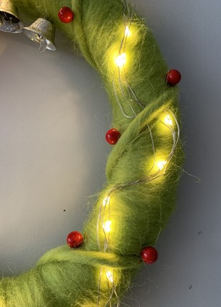 Wreath on the door with lighting decoration for the new year and Christmas6 photo