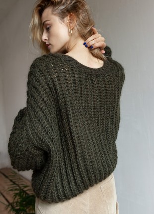 Kidmocher and wool cardigan in khaki color6 photo