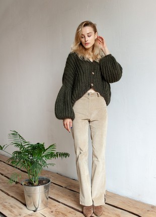 Kidmocher and wool cardigan in khaki color3 photo