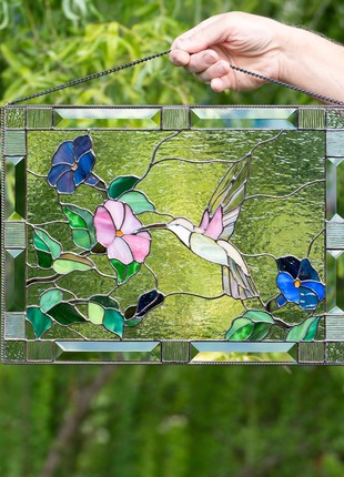 Hummingbird stained glass window panel3 photo