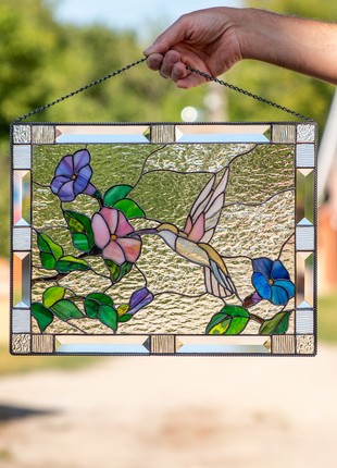 Hummingbird stained glass window panel2 photo