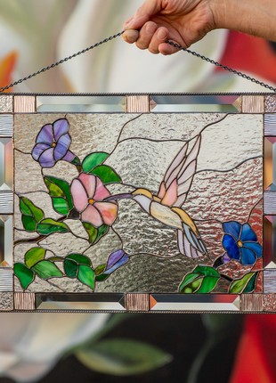 Hummingbird stained glass window panel4 photo