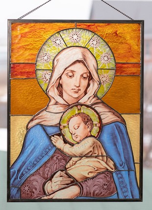 Virgin Mary stained glass panel2 photo