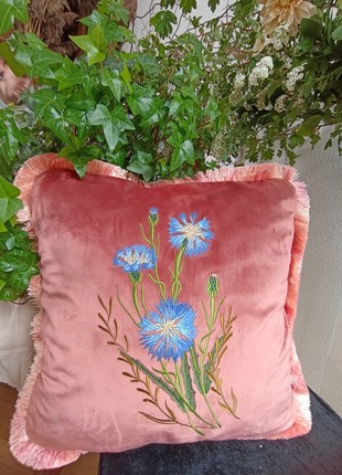 MR Pillow velvet with cornflowers embroidery5 photo