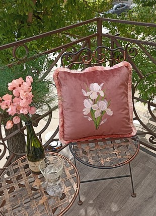 MR Pillow velvet with irises embroidery4 photo