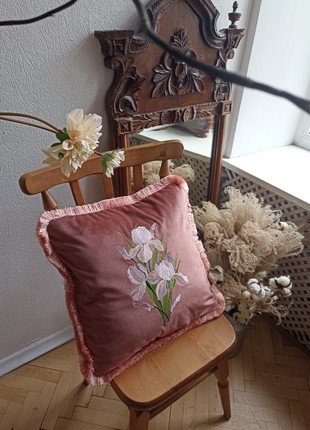 MR Pillow velvet with irises embroidery10 photo