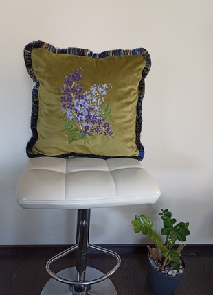 MR Pillow velvet with lilac embroidery7 photo