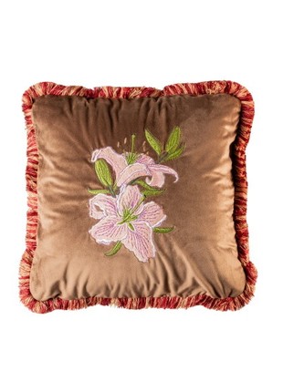 MR Pillow velvet with lilies embroidery1 photo