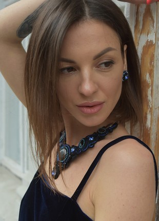 Soutache necklace "Agatha Christie"3 photo