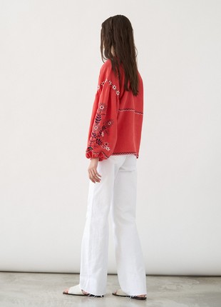 Women's embroidery shirt with floral Obriy Red4 photo