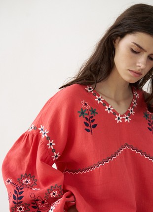 Women's embroidery shirt with floral Obriy Red7 photo