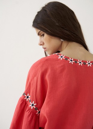 Women's embroidery shirt with floral Obriy Red5 photo