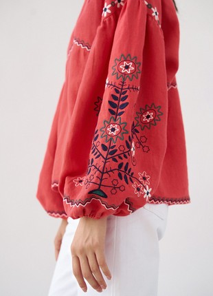 Women's embroidery shirt with floral Obriy Red6 photo