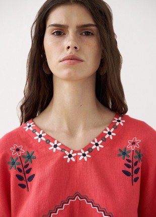 Women's embroidery shirt with floral Obriy Red9 photo