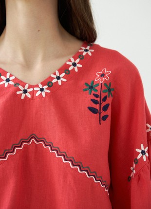 Women's embroidery shirt with floral Obriy Red8 photo
