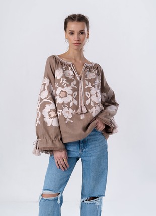 Linen embroidered shirt with free cut KRYM1 photo