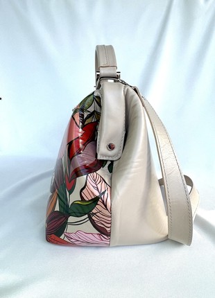 Beige leather bag in style Doctor bag2 photo