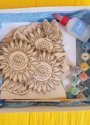 Joyki 3d wooden coloring book creativity kit «Sunflowers»5 photo