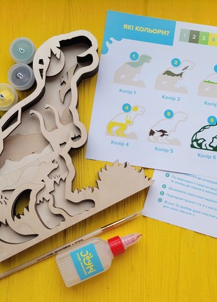 Joyki 3d wooden coloring book creativity kit «Dinosaur»4 photo