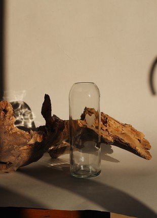 Upcycled transparent  wine bottle vase with matte heart, eco friendly home decor, glass vase, matte vase, minimalist vase5 photo