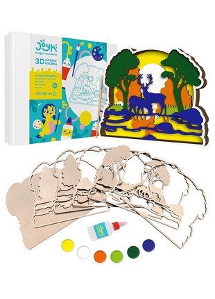 Joyki 3d wooden coloring book creativity kit «Deers»1 photo