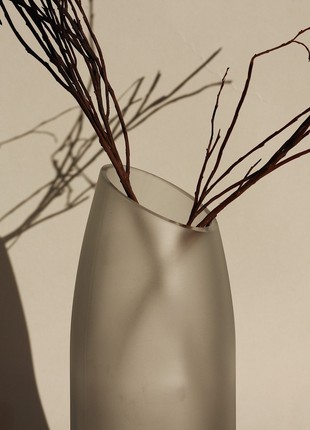 Upcycled wine bottle matte vase with oblique cut, eco friendly home decor, glass vase, matte vase, minimalist vase2 photo
