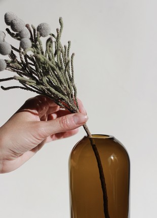 Upcycled brown wine bottle vase with matte heart, eco friendly home decor, glass vase, matte vase, minimalist vase5 photo