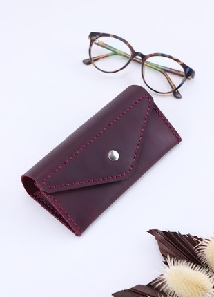 Handmade leather soft eyeglass case / Purple1 photo