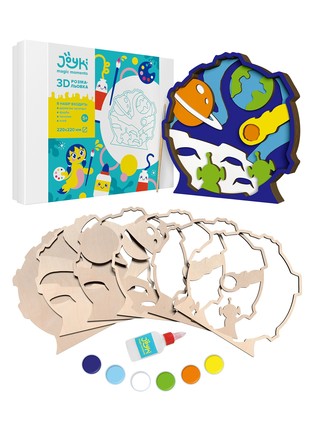 Joyki 3d wooden coloring book creativity kit «Space with aliens»