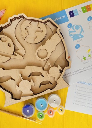 Joyki 3d wooden coloring book creativity kit «Space with aliens»4 photo