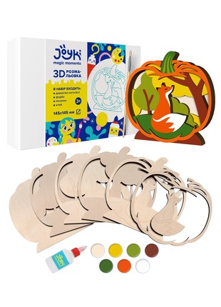 Joyki 3d wooden coloring book creativity kit «Pumpkin with fox»1 photo