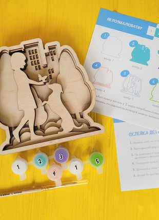 Joyki 3d wooden coloring book creativity kit «A girl with a dog»3 photo